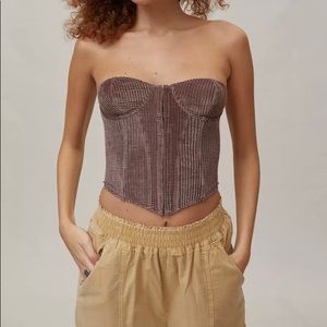 Urban Outfitters Replay Velvet Corset Brown